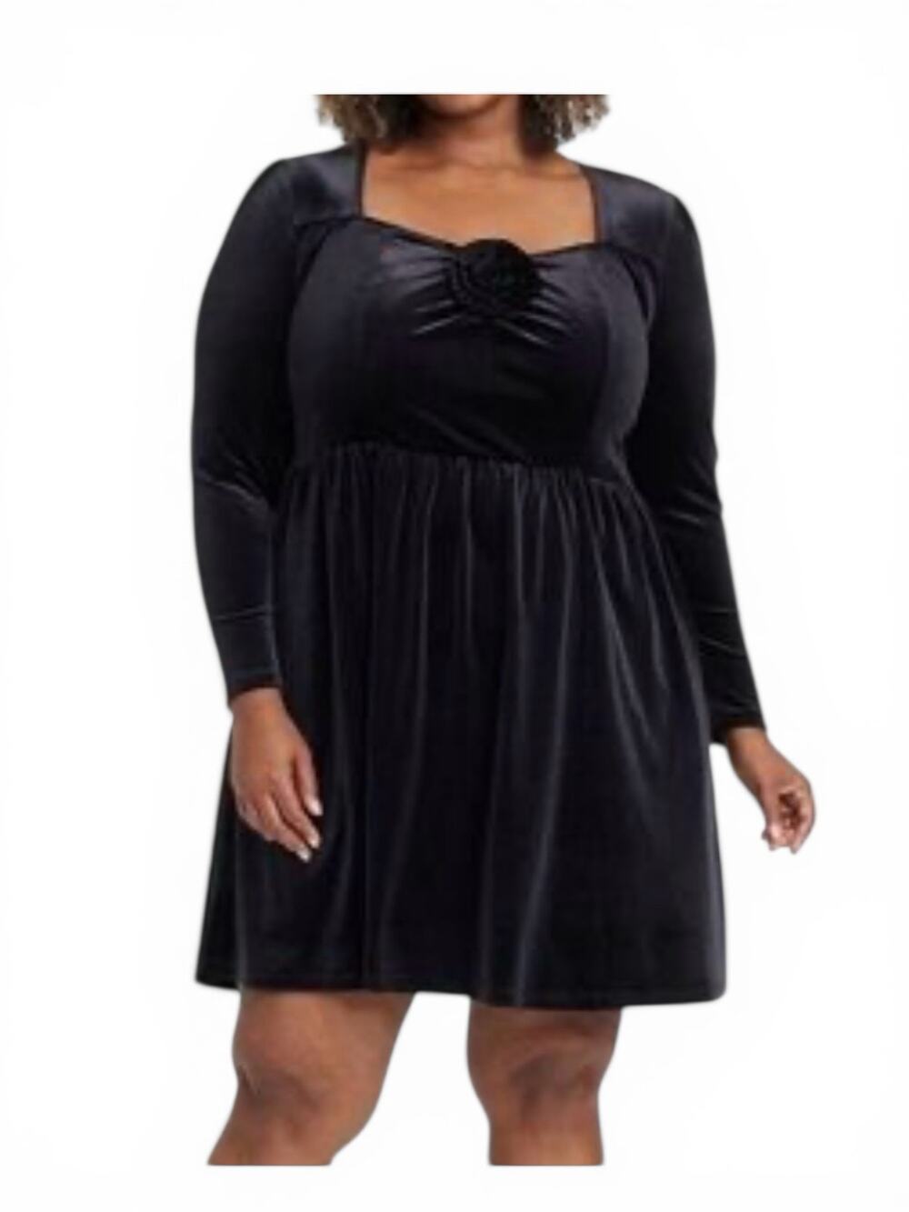 Ava & Viv Velvet Dress Black Pockets NWT Size 1X XL Long Sleeve